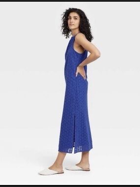 A New Day Dress Target Sleeveless Halter Crochet Cotton Midi Women's